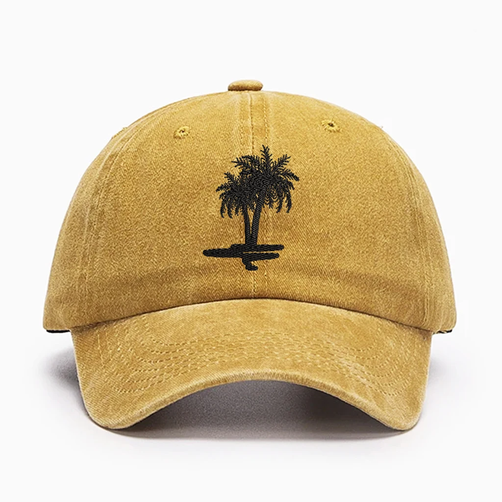 ✨   قبعة أبي من القطن المغسول |   تطريز شجرة النخيل ثلاثي الأبعاد |   قبعة كلاسيكية للجنسين للاستخدام الخارجي/الشاطئ ✨