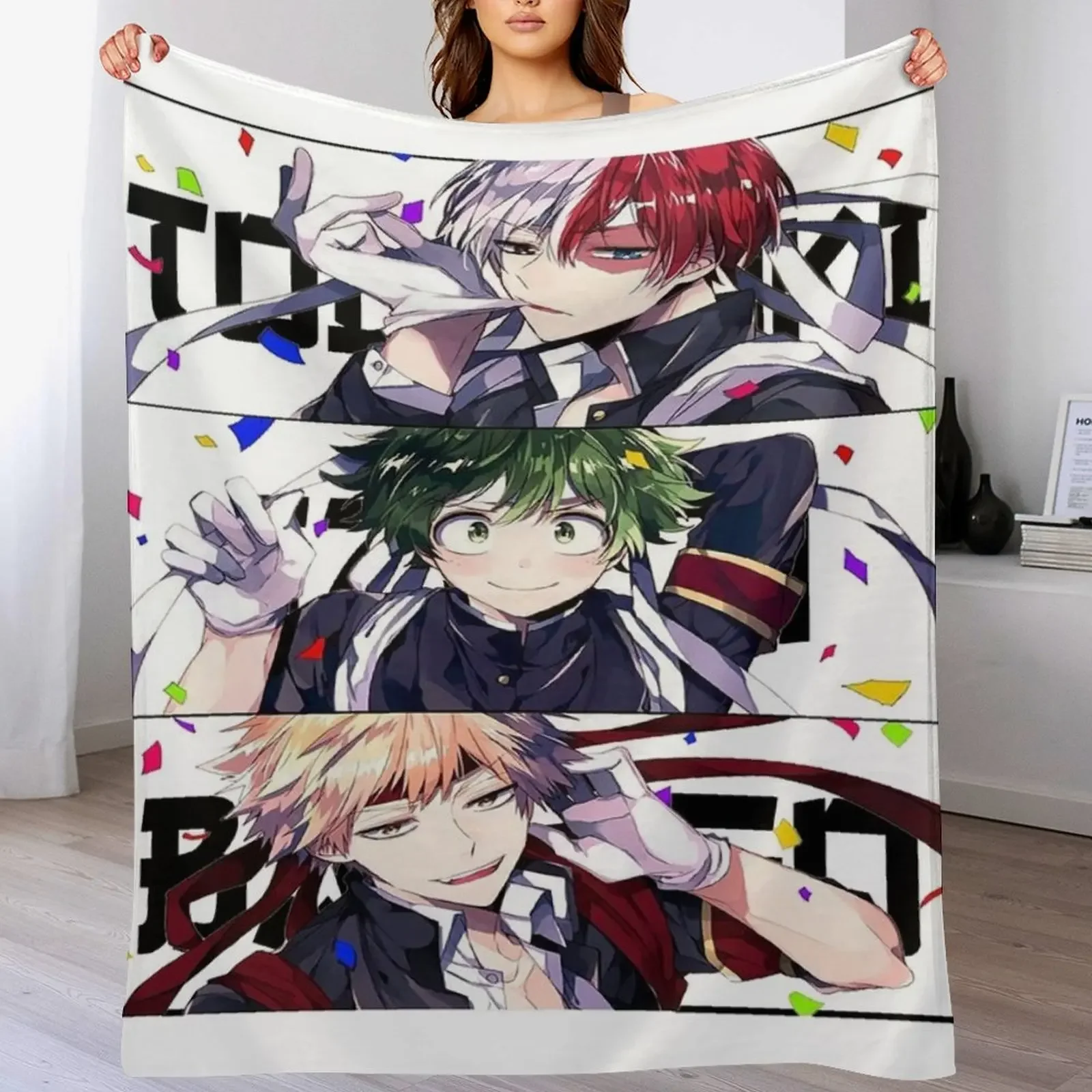 heros deku todoroki bakugo Throw Blanket Warm Throw Blanket Gift for Anniversary