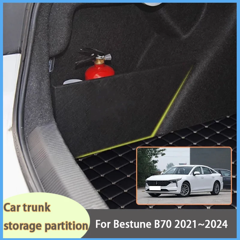 

For Bestune B70 2021~2024 2022 2023 Car Upgrade Organizer Trunk Side Partition Trunk Interior Storage Box Parts