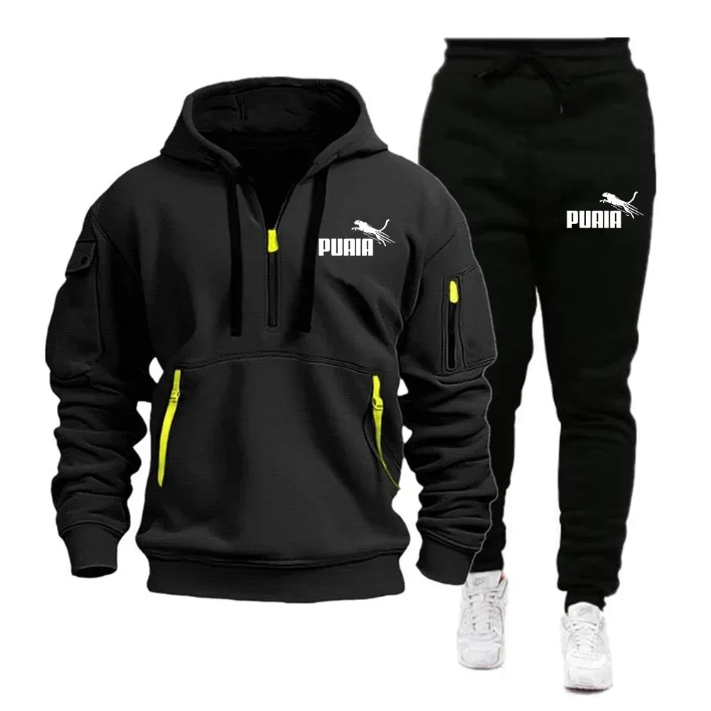 

2025 Men Tracksuit Sweatshirt + Sweatpants Two Pieces Set Men's and Women's Sportswear Zipper Hoodies Loose Pullover Winter S-3X