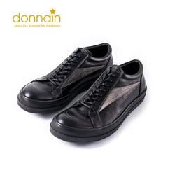 DONNAIN Sneakers Horse Skin Fashion Men Leather Shoes Retro Hand-polished Casual Flat Shoes Lace-up Sports Shoes Non-slip Sole