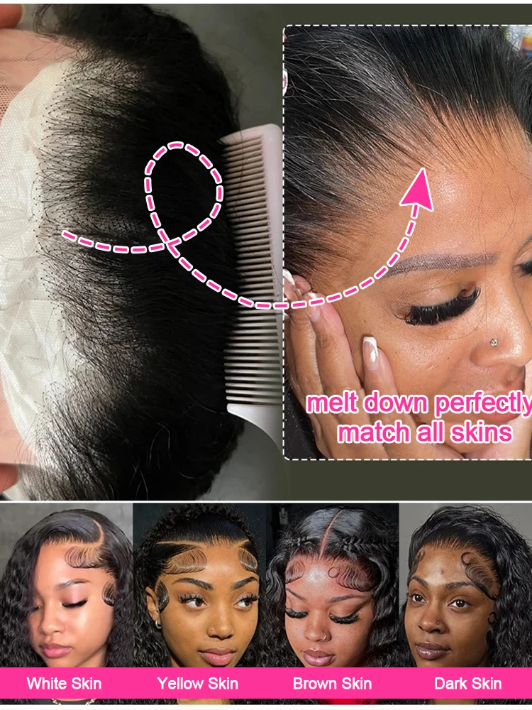 100% شعر الإنسان الماليزي مجعد الباروكات فضفاضة موجة عميقة الباروكات الأمامية 13x4 13x6 الدانتيل الباروكة الأمامية قبل قطع لا الغراء ارتداء للذهاب غلويليس