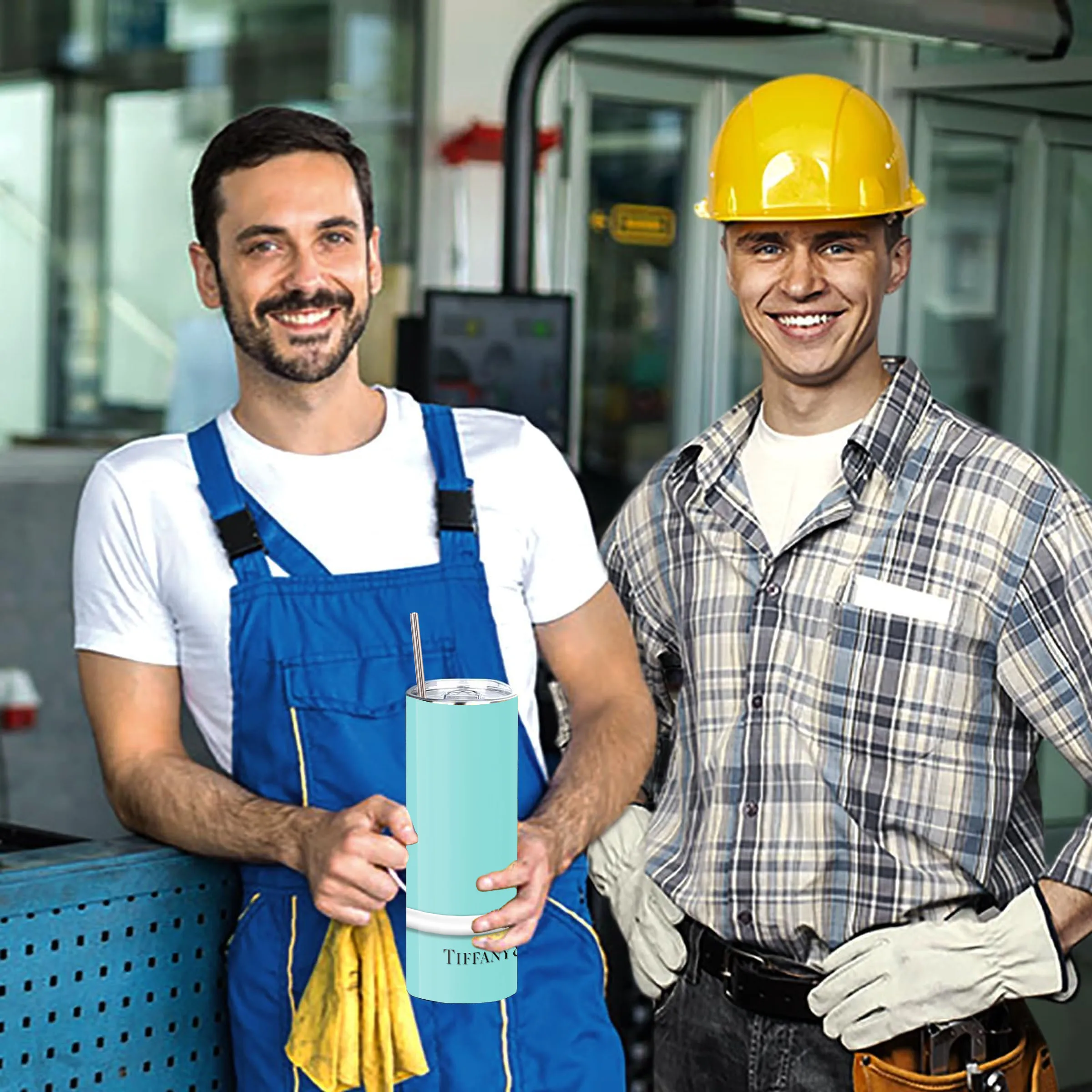 Y&Co. بهلوان معزول سعة 20 أونصة مع غطاء وقش من الفولاذ المقاوم للصدأ، تصميم فيونكة فضية باللون الأزرق المائي، جدار مزدوج معزول للفراغ