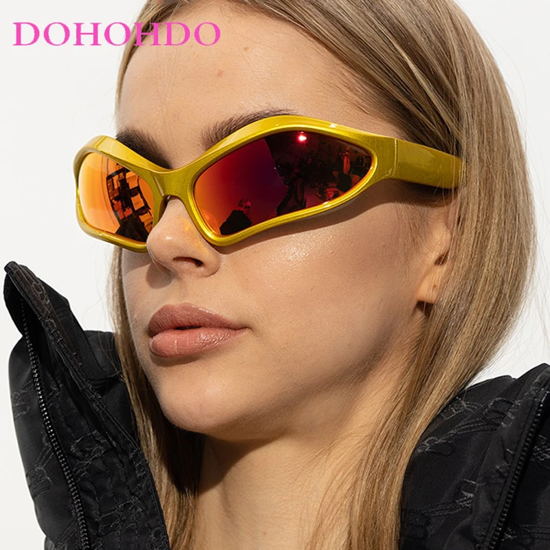 

DOHOHDO New Sports Future Technology Sensation Sunglasses Popular Y2K Oval Sun Glasses Hip Hop Fashion Sun Glasses Female UV400