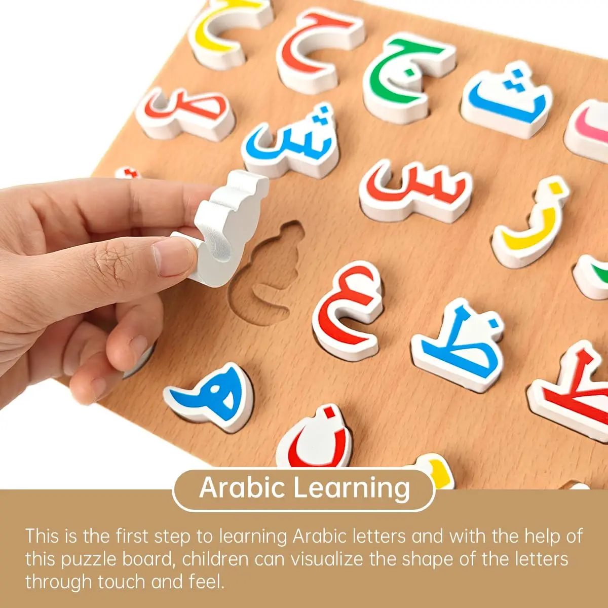 Arabic Wooden Alphabet Puzzle Cognitive Matching Teaching Aids Hand Grip Board Early Educational Jigsaw Puzzle for Kids Toys