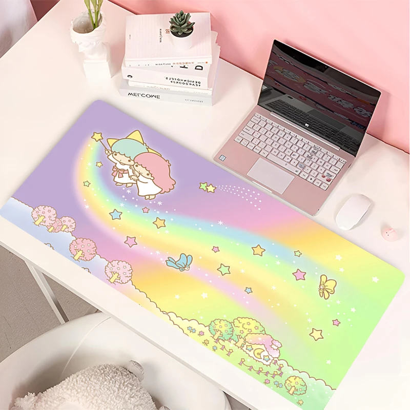 Desk Mat Laptop Cute LittleTwinStars Large Mousepad Office PC Accessories Carpet Gaming Gamer Non-slip Mouse Pads Cartoon XL Rug