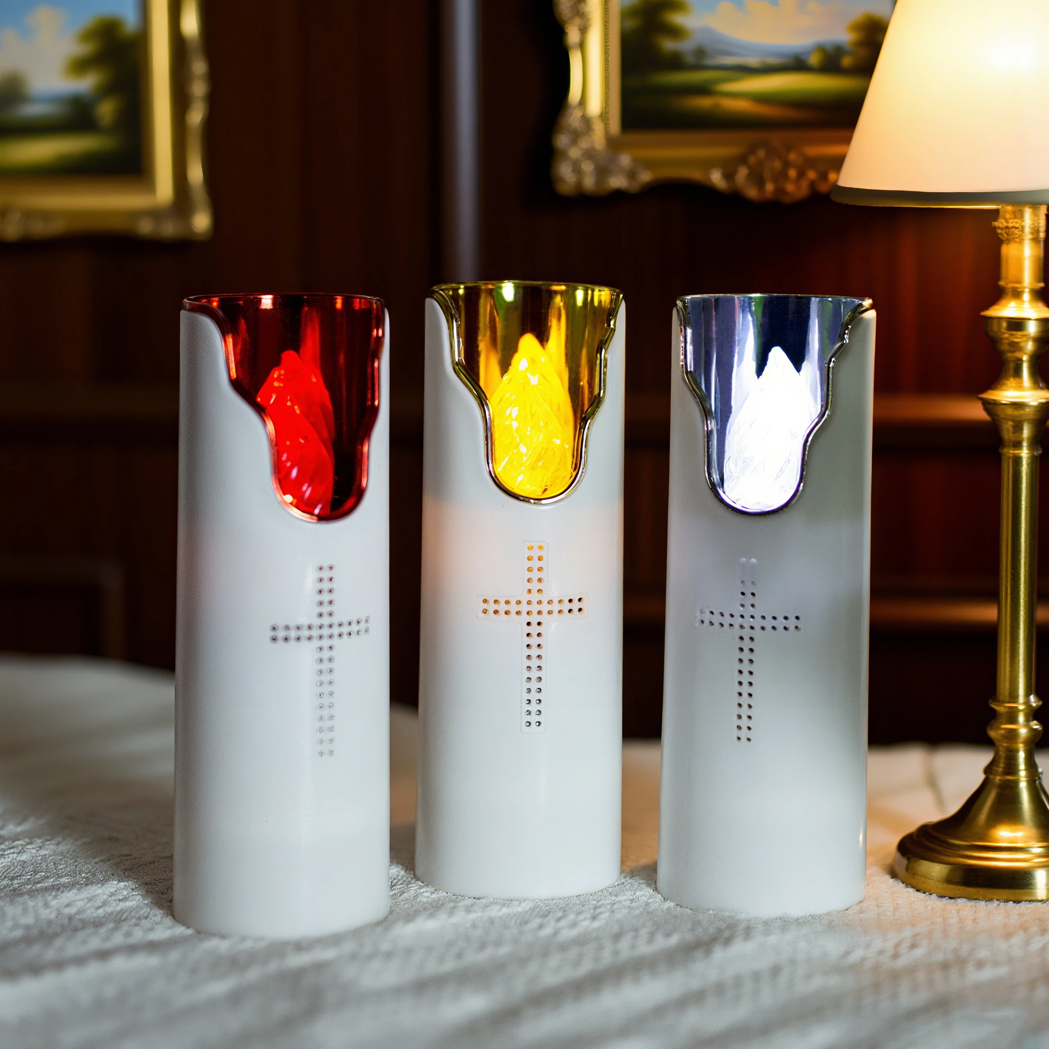 LED ضوء شمعة عديمة اللهب الصلاة يتأرجح لهب البلاستيك الإلكترونية شمعة مصباح بطاريات جافة تعمل بالطاقة إضاءة احتفالية الكنيسة