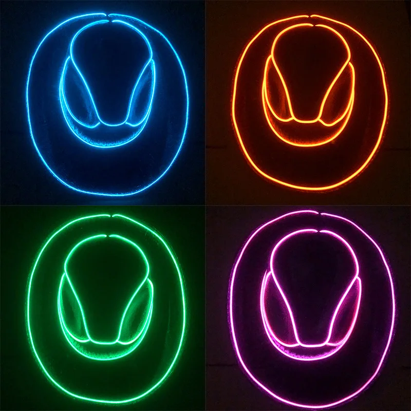 

NightClub Outdoor Fun Grand Event Sports Cap Western Cowboy Blinky Lights Hat Cowgirl hat LED Luminous Pearlescent Cowboy Hat