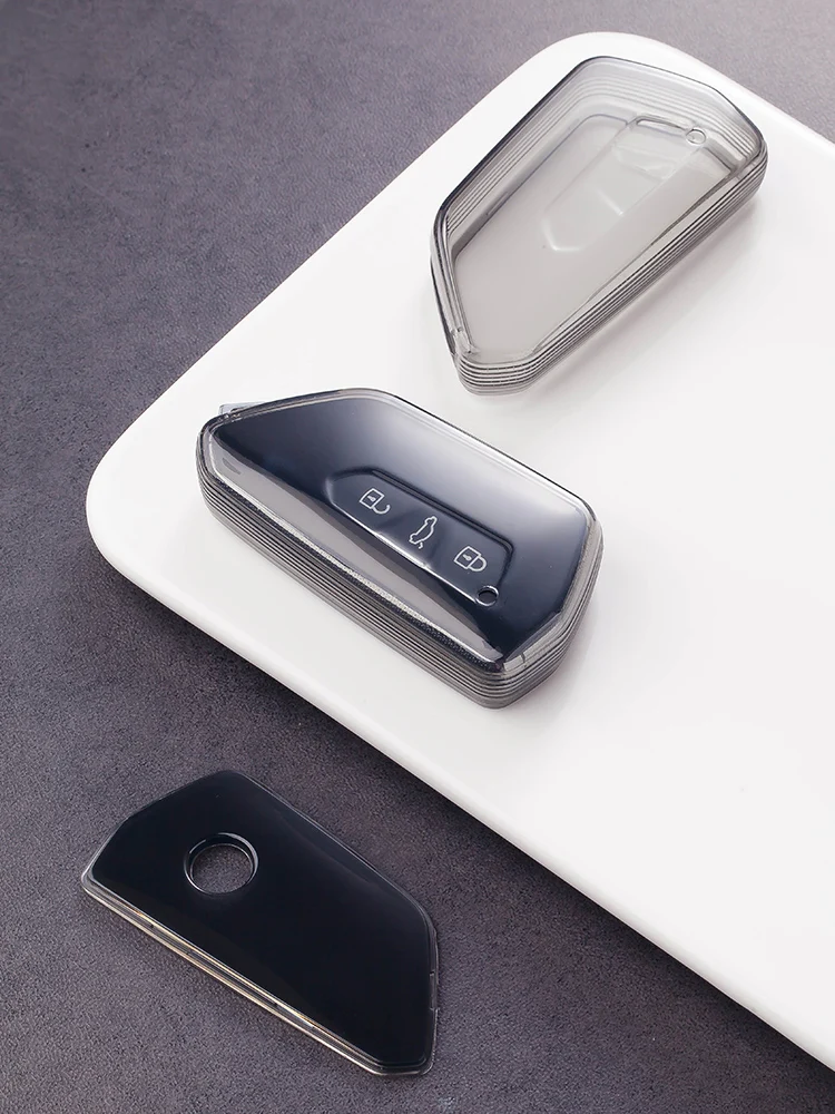Transparent Black Soft TPU For Volkswagen Golf 8 MK8 ID 4 ID.3 Skoda A8 Octavia Formentor Tarraco Car Key Case Cover Holder Fob