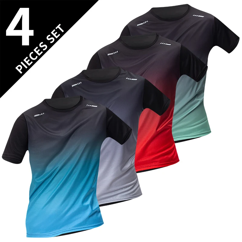 1/4 Pack 2025 new men's quick-drying sports short sleeve mixed color multi-code casual Joker shirt fashion T-shirt teenagers