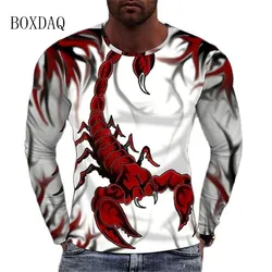 Long Sleeve Scorpion Graphic Men's T-shirts Spring Autumn 3D Animal Print Street Tee 6XL Plus Size Male Clothing Casual Tops