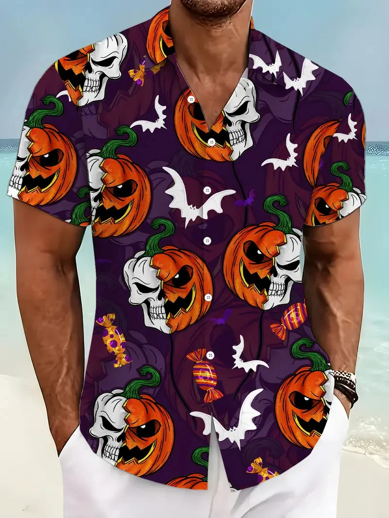 

3D Print Horror Zombie Graphic Men's Shirts Streetwear Short Sleeve Tops Hawaiian Shirt Lapel Button Unisex Y2k Halloween Tee