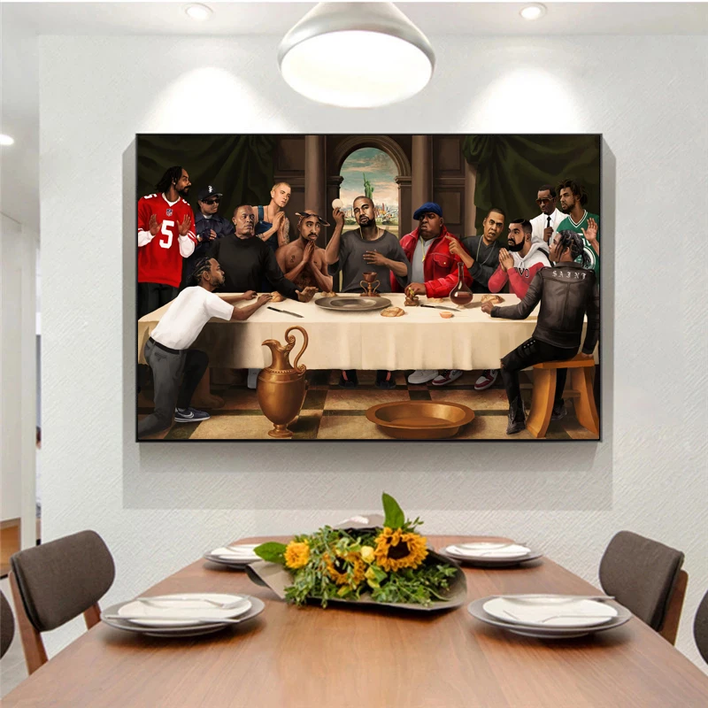 Legend Rappers The Last Supper Eminem/2PAC/Snoop/Kanye/Drake Canvas Wall Art Hip-Hop Poster Prints Music Picture Home Decor