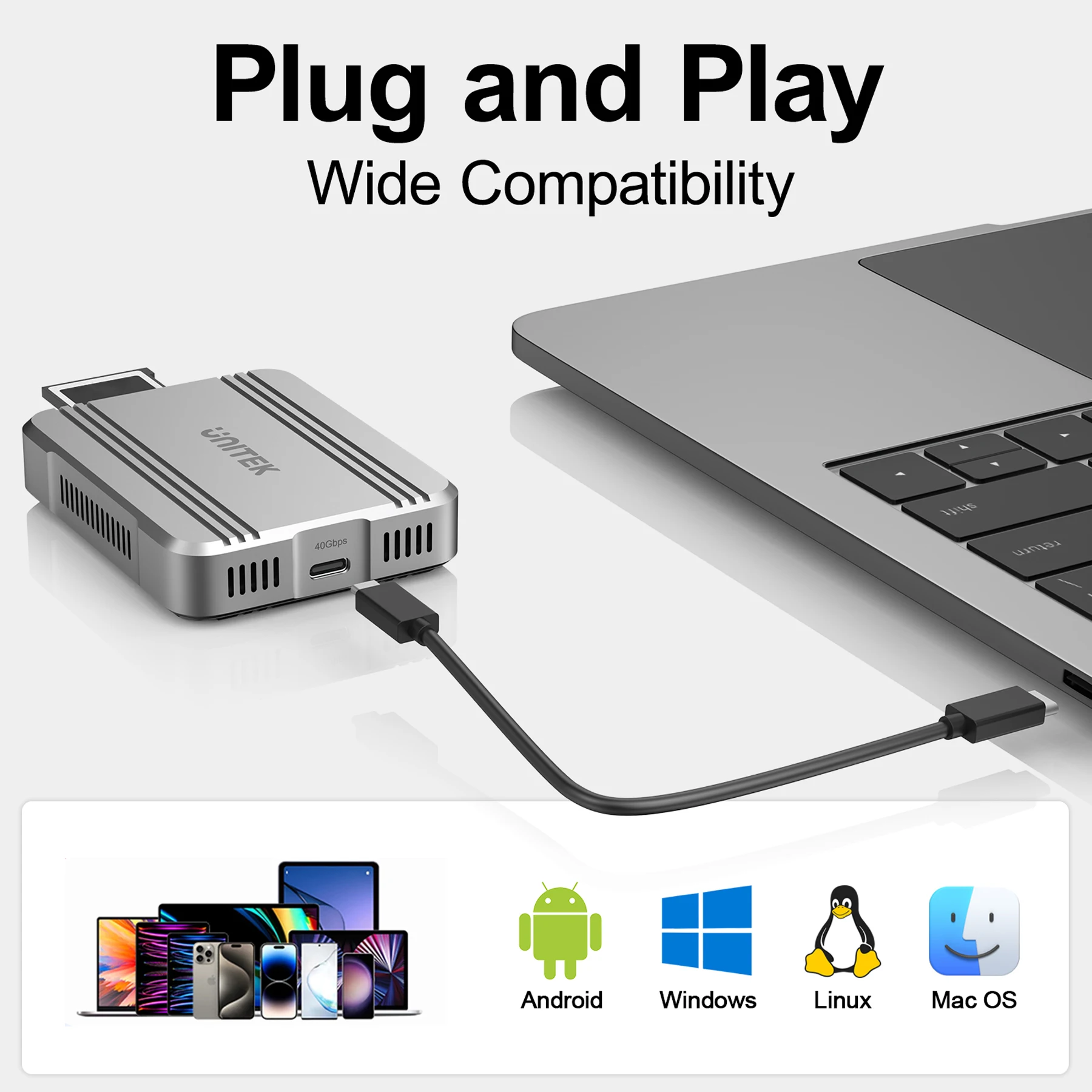 USB C 40Gbps Card Reader Type-C to CFexpress 4.0 Type B Card Support PCIe NVMe 4x4 Aluminum Alloy Housing for Android iPhone 17