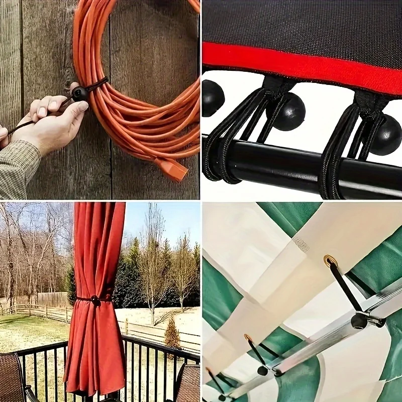 50 قطعة من حبال بنجي مستديرة مرنة شديدة التحمل بطول 4 بوصة/6 بوصة/9 بوصة - سلك مطاطي قابل لإعادة الاستخدام ومقاوم للأشعة فوق البنفسجية