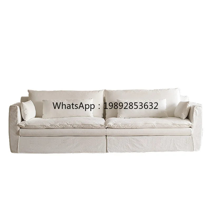 LYY Simple Modern Sofa Living Room Detachable Washable White Cream Style Sofa Down Cotton Linen Sofa