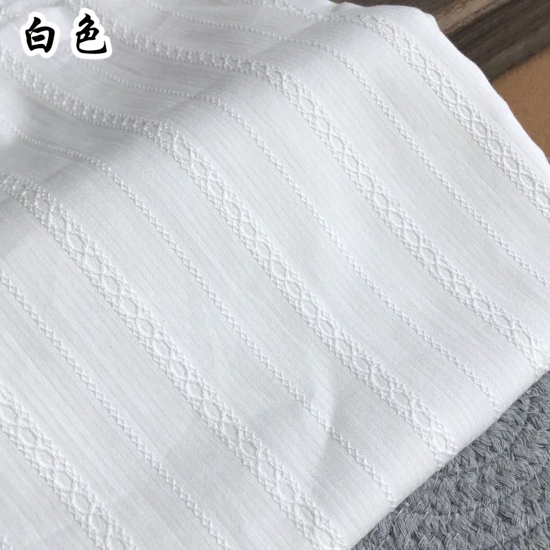 140x50cm White Cotton Jacquard Idyllic Minimalist Sewing Fabric, Making Women's Shirt Skirt Children's Clothing Cloth