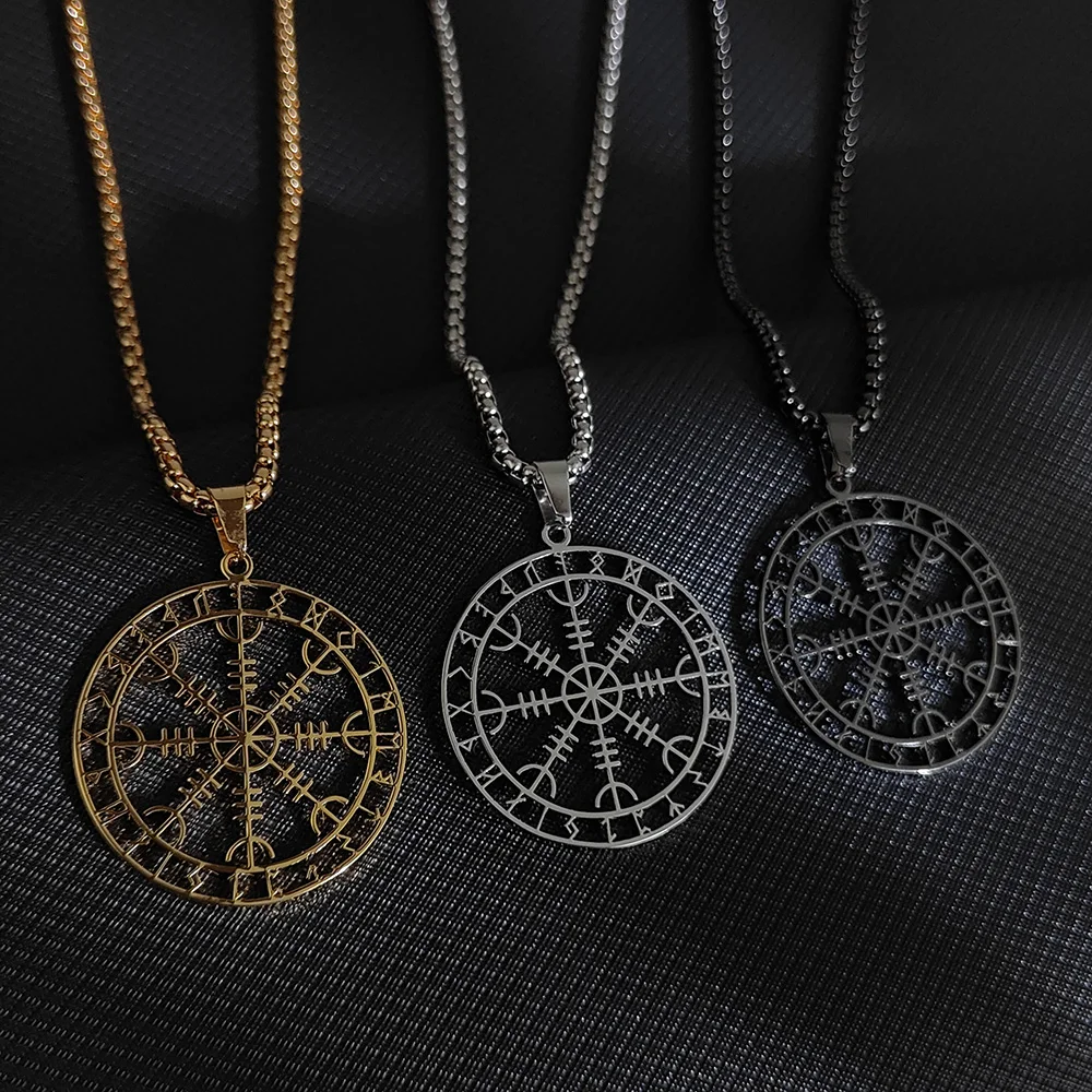 Retro Symbol Cross Pattern Double Ring Pendant Necklaces Women's Stainless Steel Vintage Style Jewelry Accessories Holiday Gifts