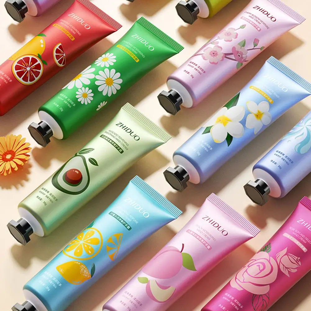 Fruity Flowery Hand Cream Set, Hidratante, Anti-Rugas, Anti Chap, Reparando Cuidados Mãos, Beleza Skincare, Cremes Mão