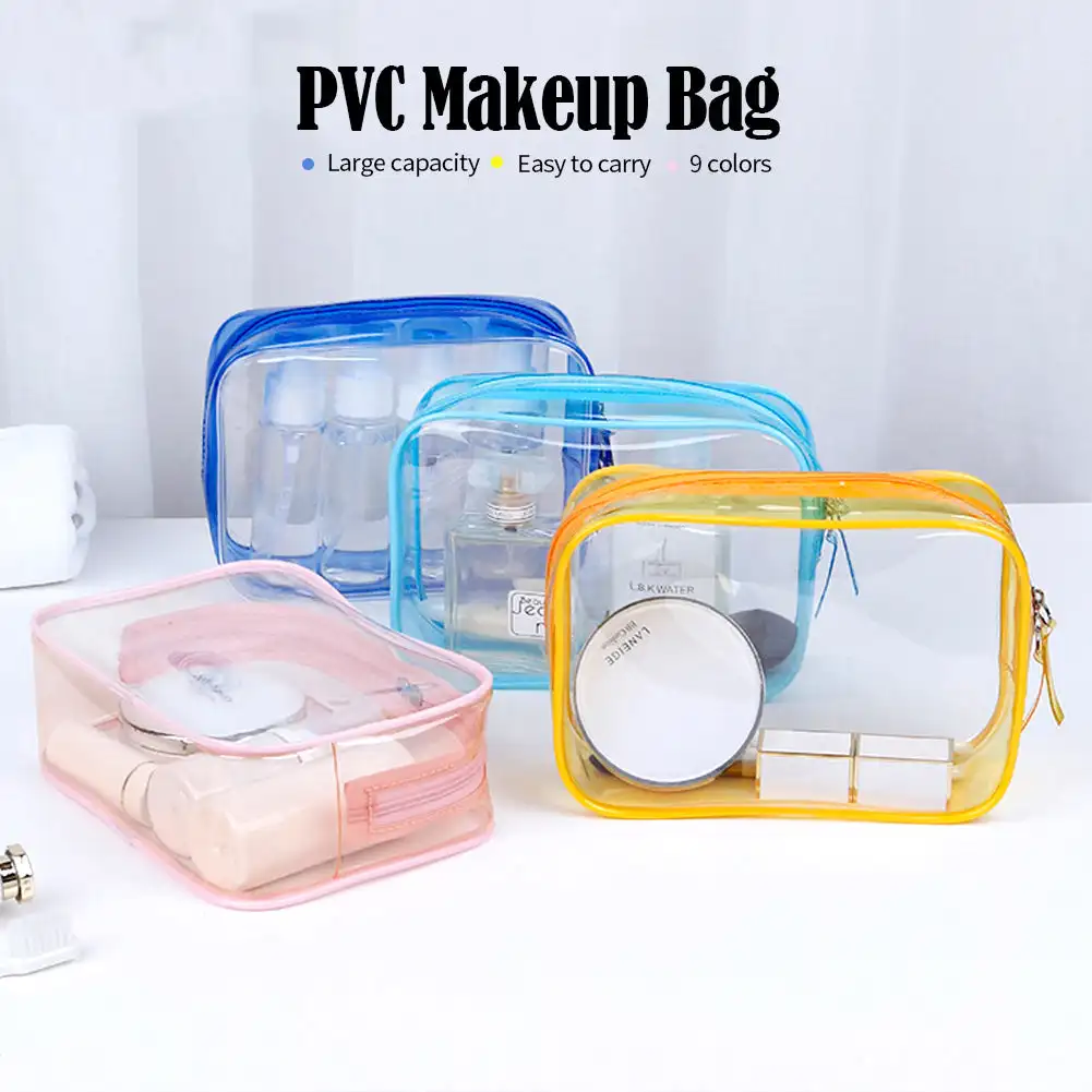 Travel Storage Bag Cosmetic Bags PVC Waterproof Transparent Cases Large Capacity Plastic Zipper Wash Bag Portable Make Up Pounch