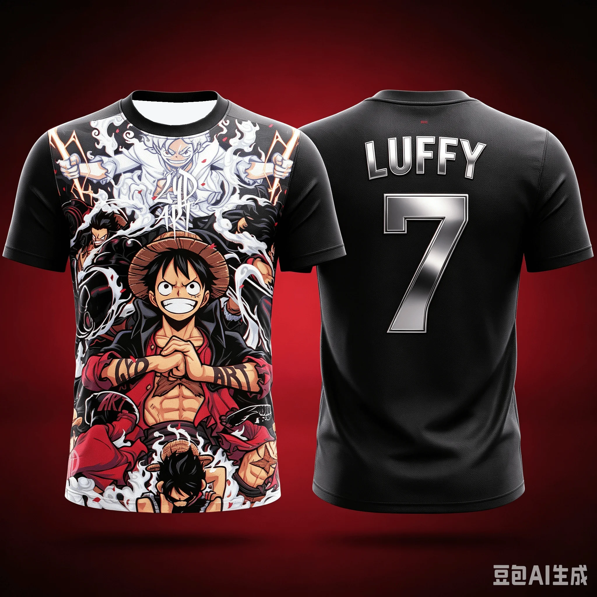 Modisches One Piece Luffy Sport-T-Shirt mit 3D-Anime-Druck, Kurzarm-Oberteil, Street Harajuku Kinder-T-Shirt, Trendiges Unisex-Oberteil – Detail 2