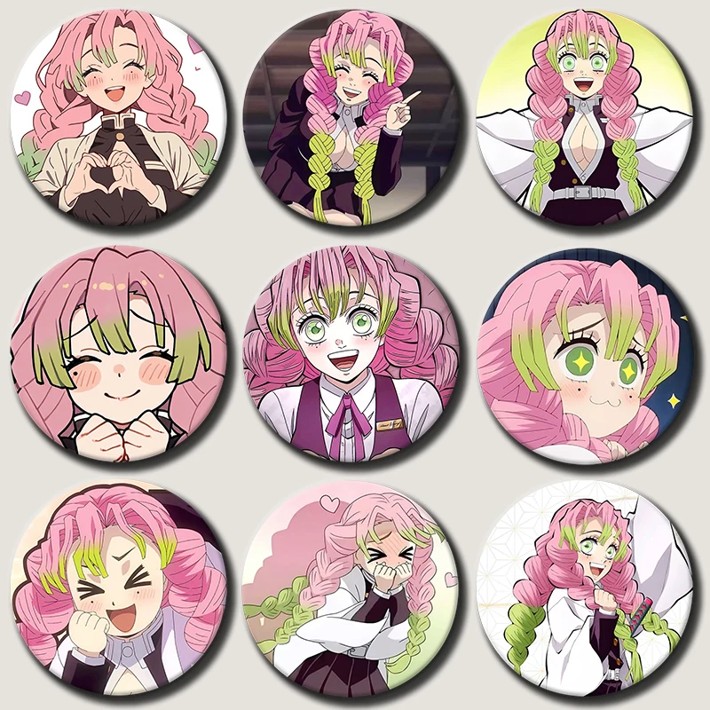 

58mm Anime Character Kanroji Mitsuri Soft Button Pin Demon Cartoon Brooch Creative Badge for Backpack Clothes Decoration Gift