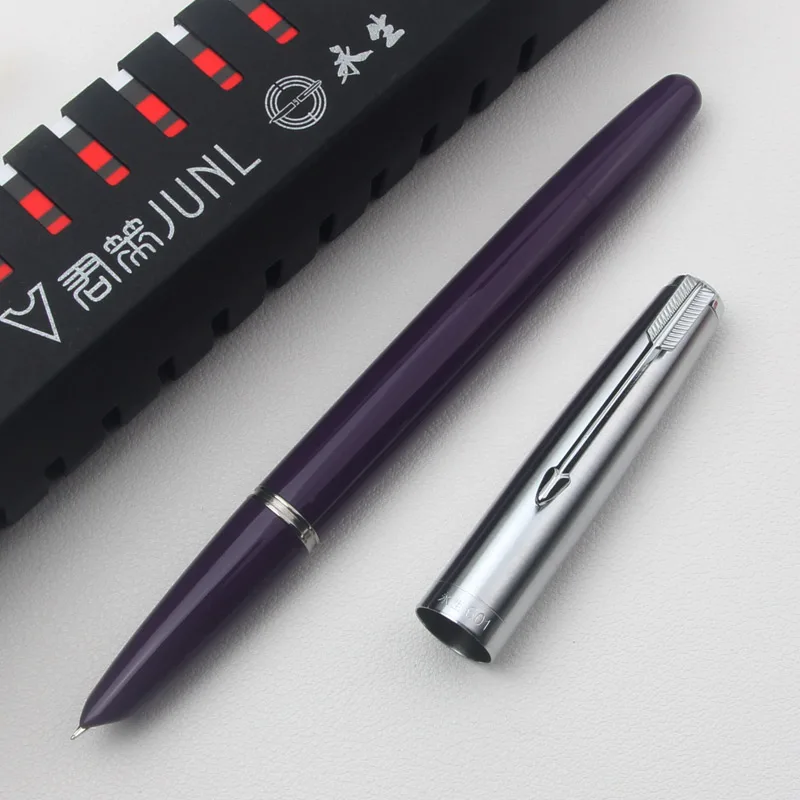 Yongsheng 601 High Quality Vacuum Piston Fountain Pen EF/F Nib Silver Cap Metal ABS Body Smooth Writing Office School Stationery
