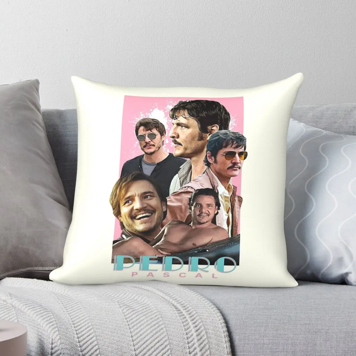 Pedro Pascal Actor Pillowcase Polyester Linen Velvet Creative Zip Decorative Car Cushion Case
