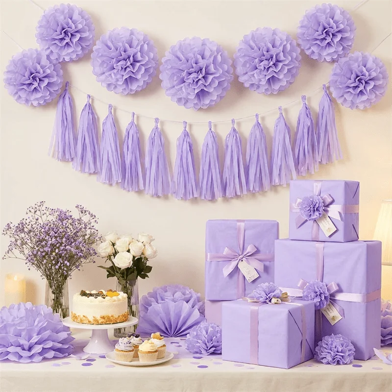 120 Sheets Lavender Tissue Paper, 11.8 X 11.8 Inch Acid-Free Wrapping Paper, for Gift Bags, Wedding, Mother's Day, Flower Bouque view 3