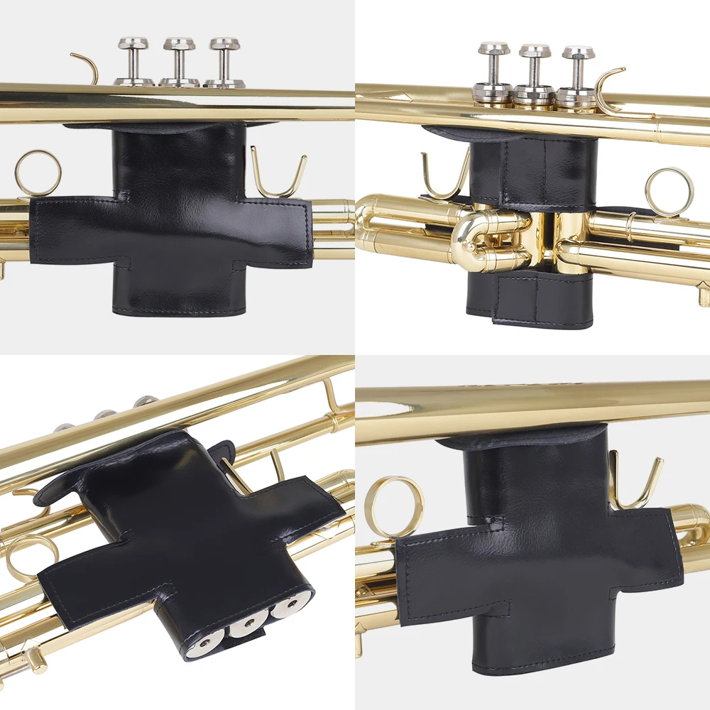 ND05B  Trumpet Valve Guard Trumpet Valve Guard PU Leather Protective Sleeve Protector for Trumpet Black