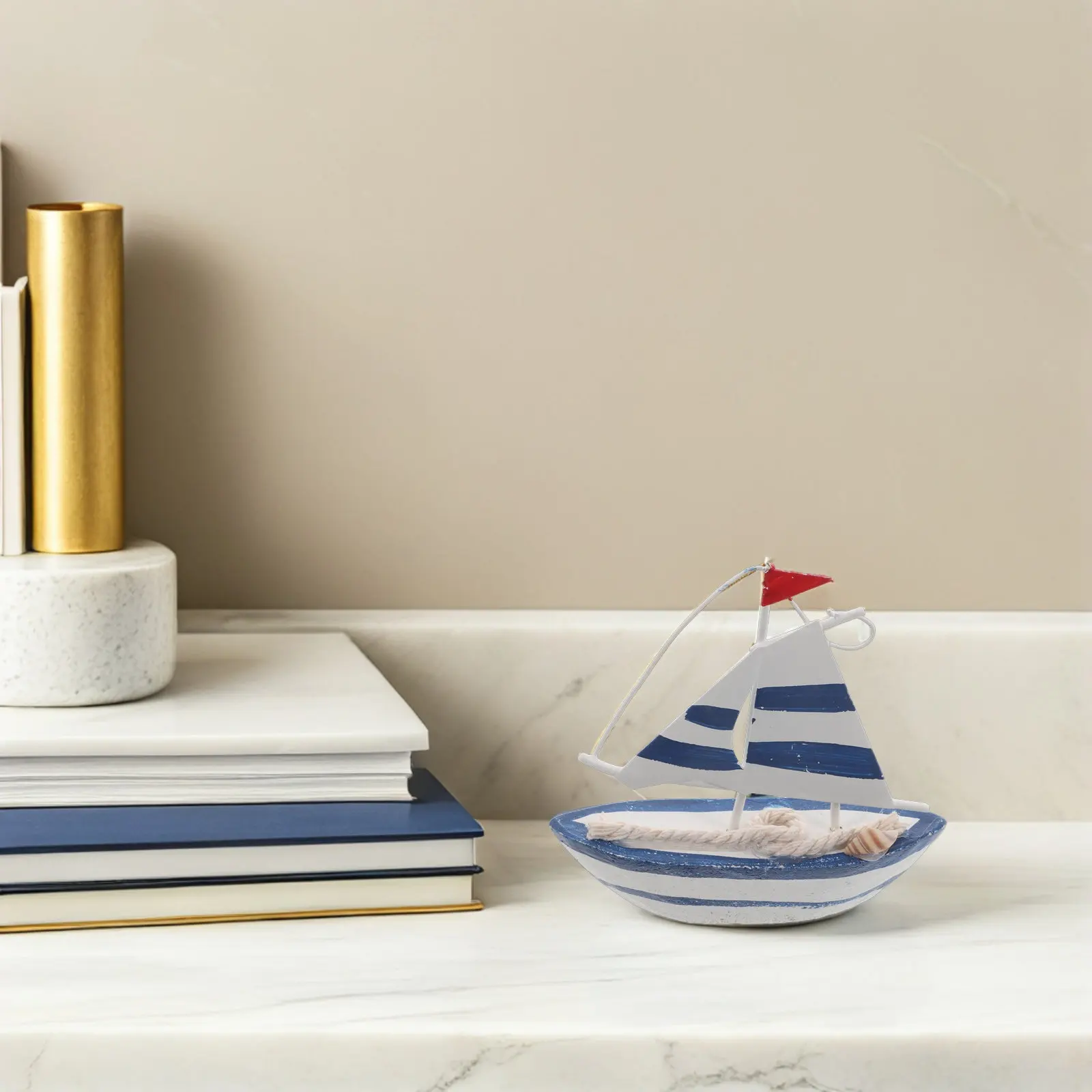 

Wooden Sailing Boat Decor Mediterranean Inspired Mini Centerpiece for Nautical Home Office Desk Seaside Table Graduation Cake