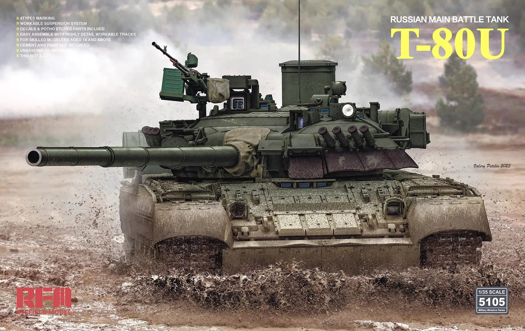 RYEFIELD 5105 1/35 Russian T-80U Main Battle Tank