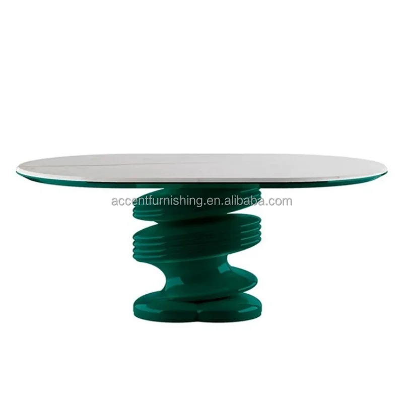 ⁕rHigh End FRP Dining Table with Colorful Marble Like Top Customizable Color Multiple Colors Available