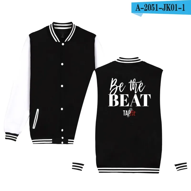 Fashion tapfit be the beat printed uomo donna giacca da baseball tasca casual manica lunga Harajuku felpe con cappuccio giacche felpe top