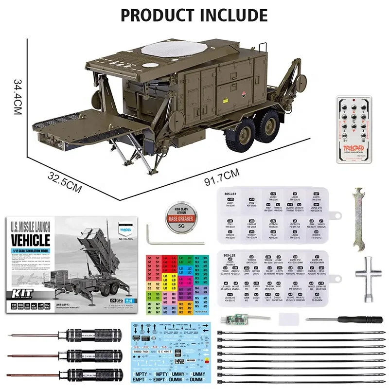 HG P804 Hobby Model Toys 1/12 2.4G KIT Parts for HG-P802 Car Radio Control Army Truck RC Military Tractor Radar Trailer Vehicle