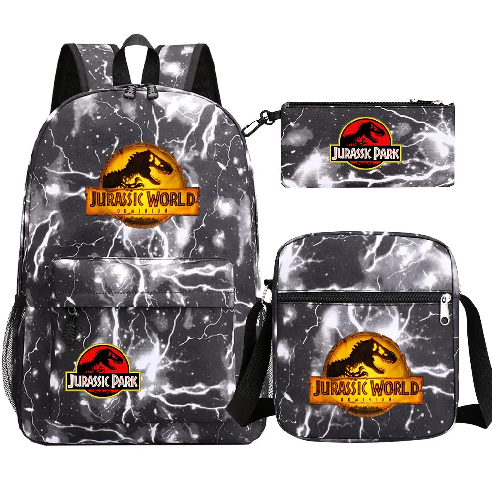 Jurassic Park World Dinosaur Girl Boy Kids Book Backpack Student School Shoulder Bag Pencil Bag 3pcs Set Teenager Rucksack