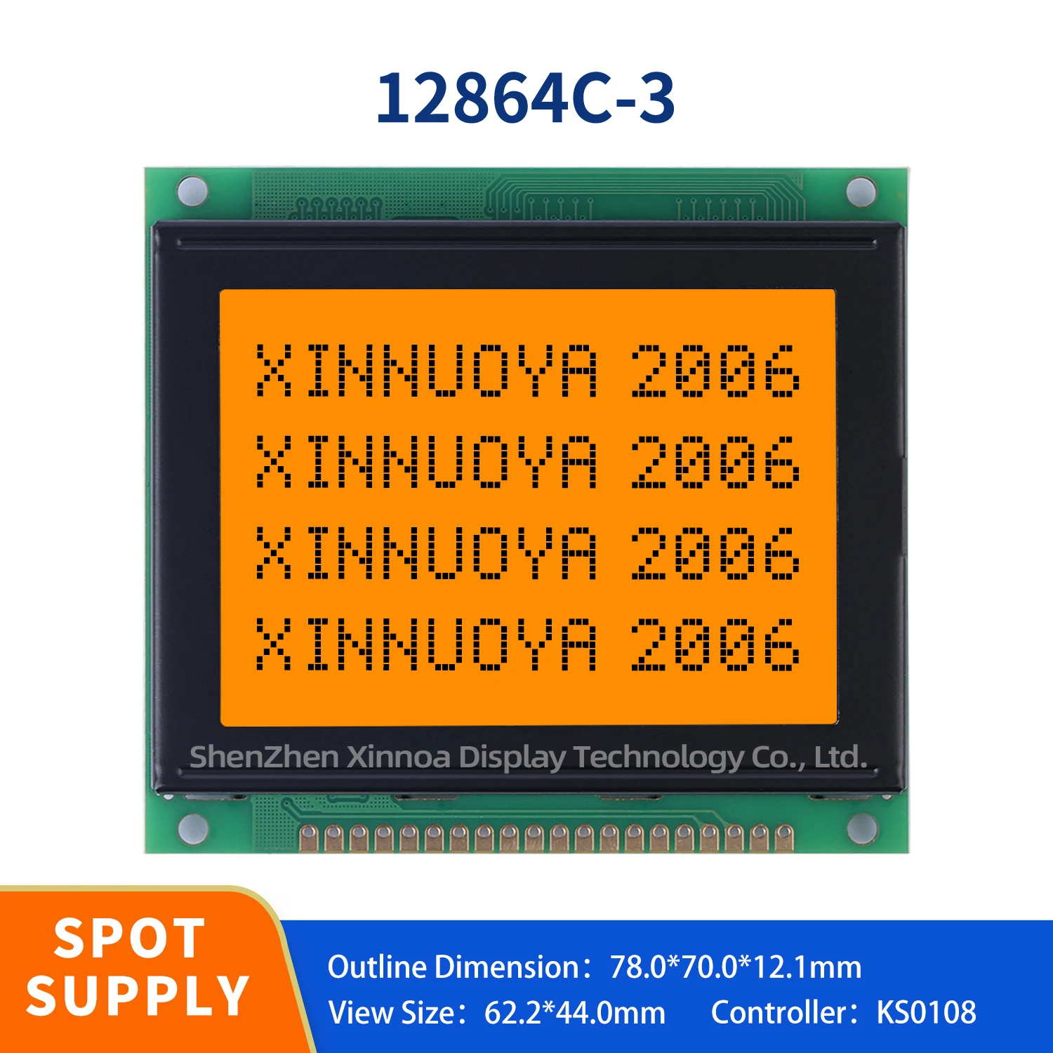 12864 Lcd Display Module 78x70mm ks0107 control blue green with plastic 20PIN parallel factory direct sales