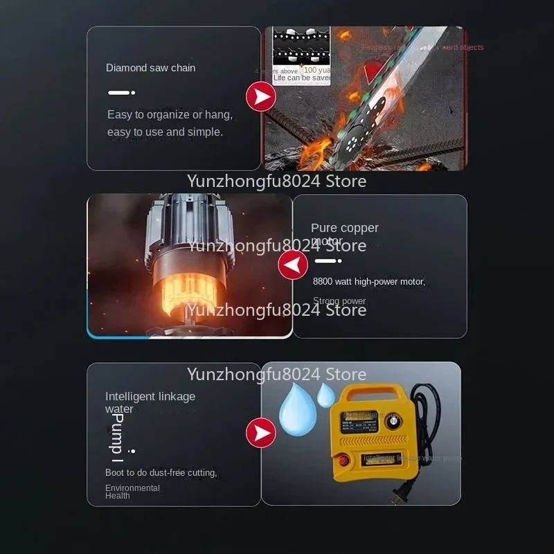 

New Dust-free Wall Saw High Power Cutting 7800W Reinforced Concrete Stone Brushed Wall Cutting Machine Door Cutting Machine