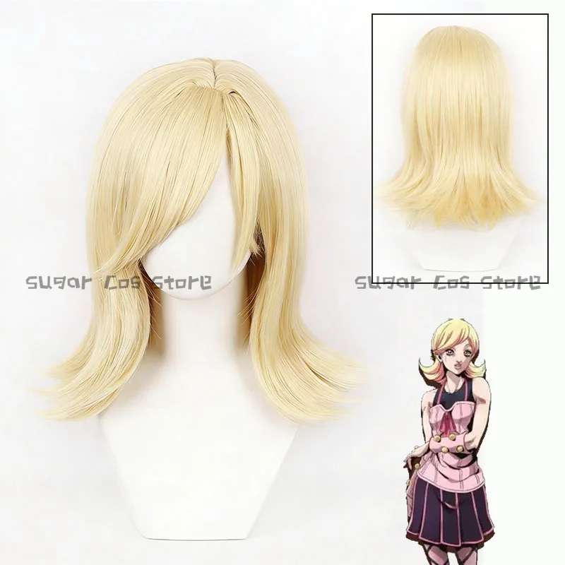

Lucy Steel Anime Cosplay Wig Steel Ball Run Lucy Pendleton Golden Shoulder-length Hair Halloween Carnival Party For Women Men