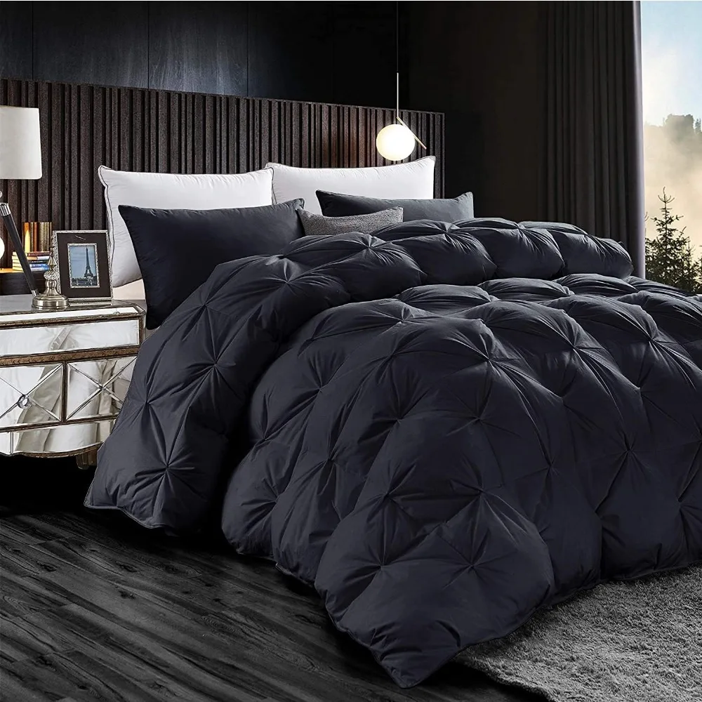 Luxurious White Solid Heavy Weight, California King Size Goose Feathers Down Comforter for Winter Weather Duvet Insert