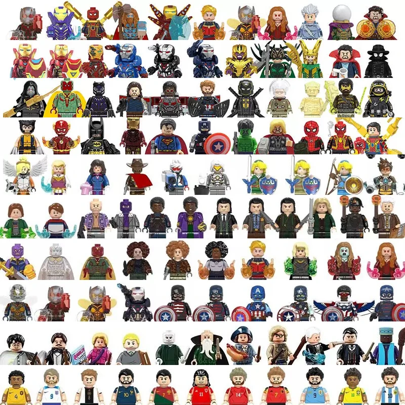 عشوائي ليغو Minifigures اللبنات بطل أنيمي الطوب دمى لعبة أرقام تجميع كتل هدايا الأطفال عيد الميلاد الأعجوبة