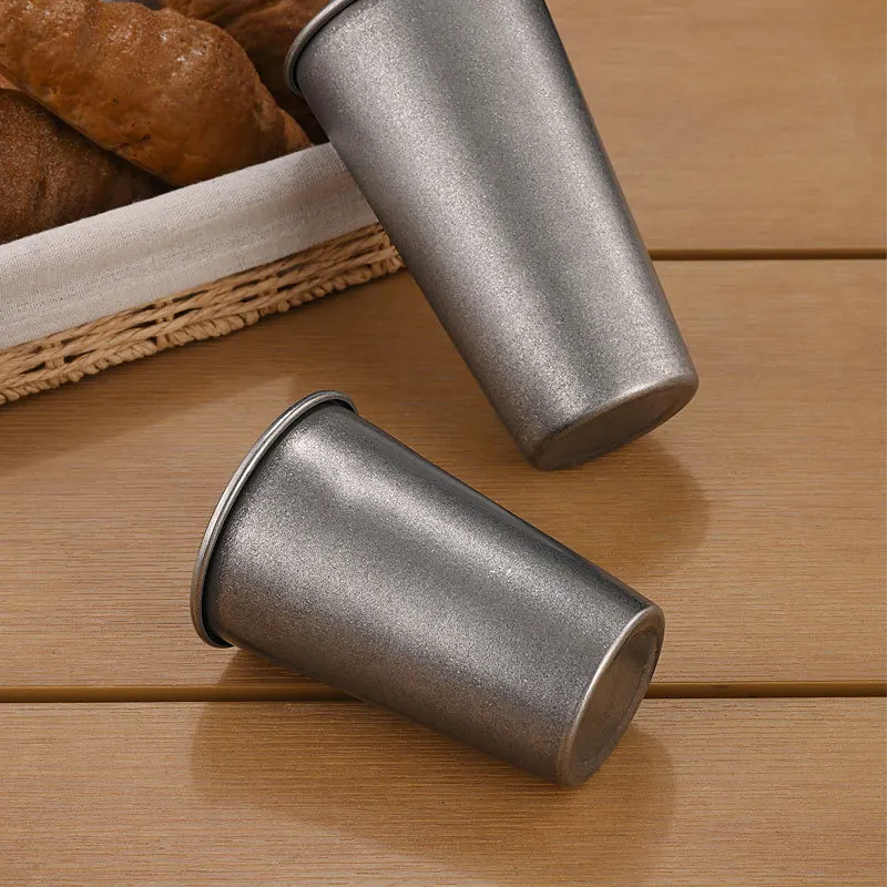 Retro Silver Stainless Steel Drinking Cups Stackable Tumblers for Kitchen Office Outdoor Travel Coffee Tea Beer Wine Water Mug