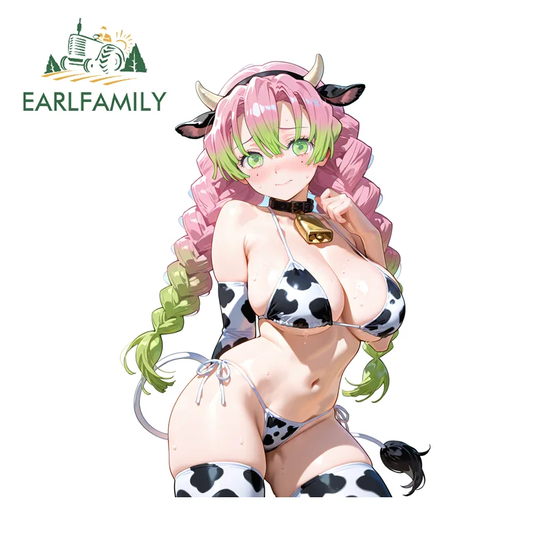 

EARLFAMILY Kanroji Mitsuri Cow Girl Car Stickers and Decals Beautiful Car Door Decal 3D PVC Suitable for Auto Accessories