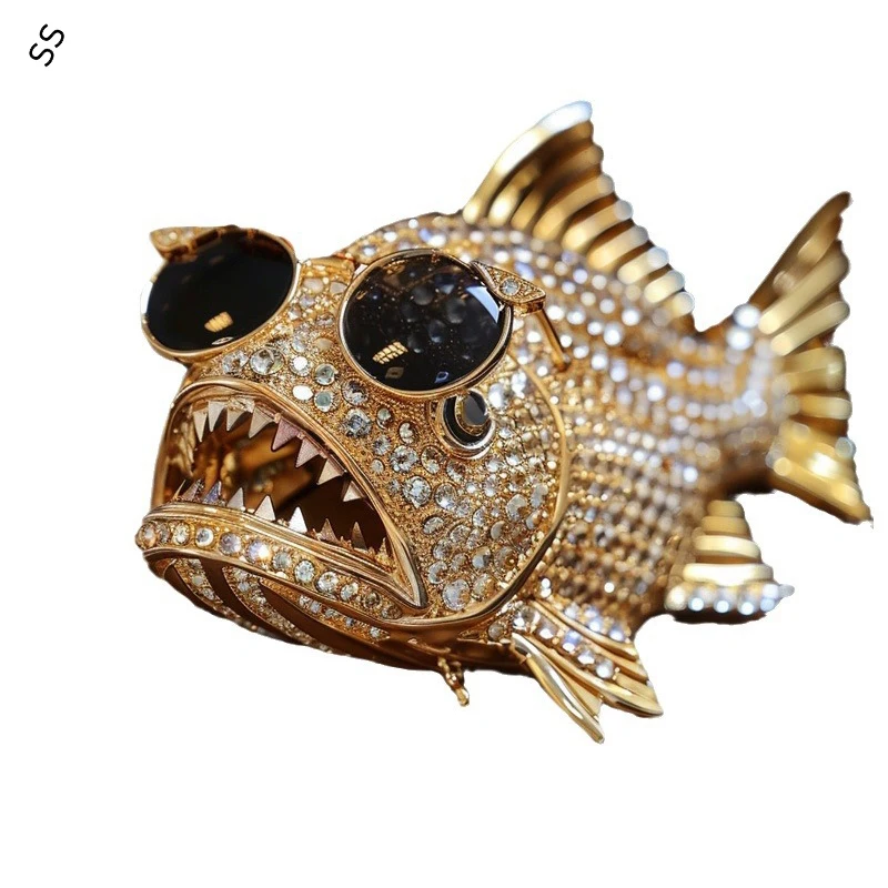 

Original Design Piranha Brooch Double Luxury High Sense of Women's Fish Corsage Accessories Unique for Male/Female Clothing