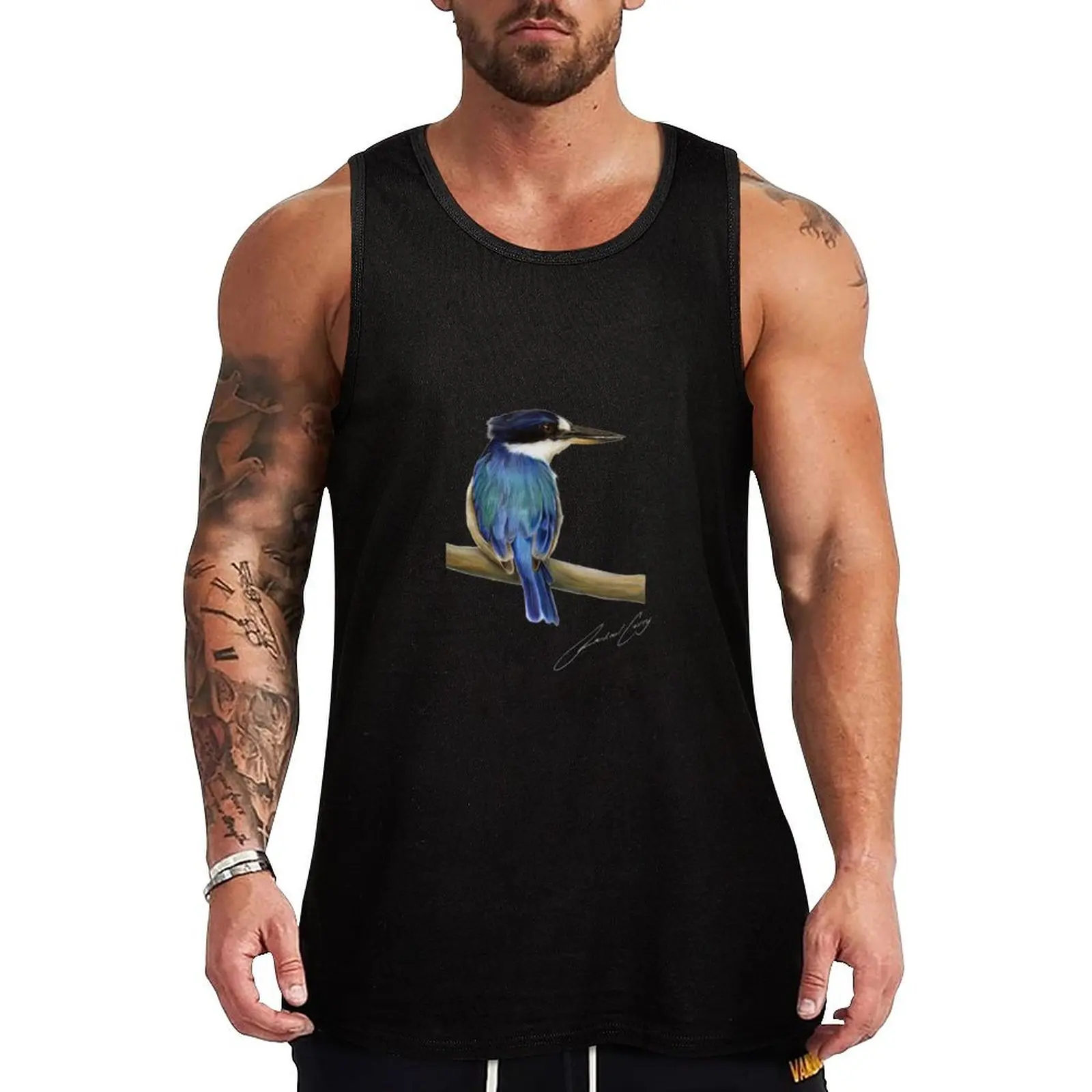 Forest Kingfisher SIGNED image bird Tank Top sleeveless tshirts for men gym top muscle t-shirt Japanese t-shirt