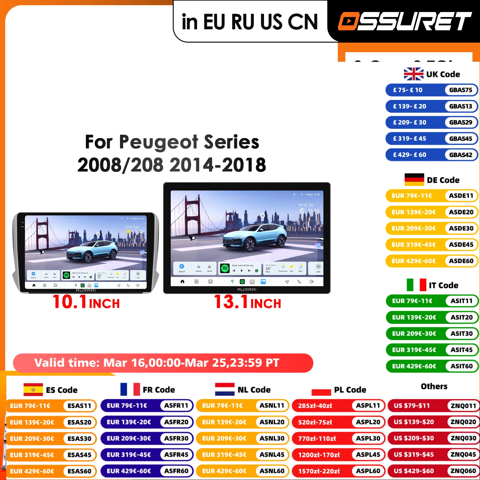 

13.1inch Car Radio For Peugeot 2008 208 Series 2014-2018 Carplay Android Auto Multimedia Player 2K 3D Screen Autoradio Audio GPS