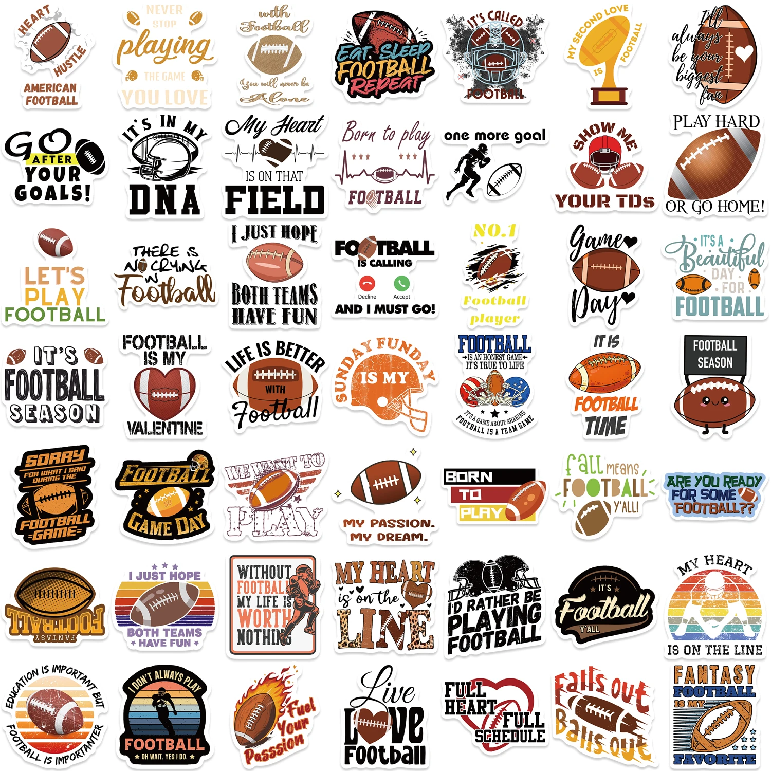 50PCS Cartoon Football Stickers Sports Graffiti Decals for DIY Skateboard Guitar Laptop Luggage Sticker Toys