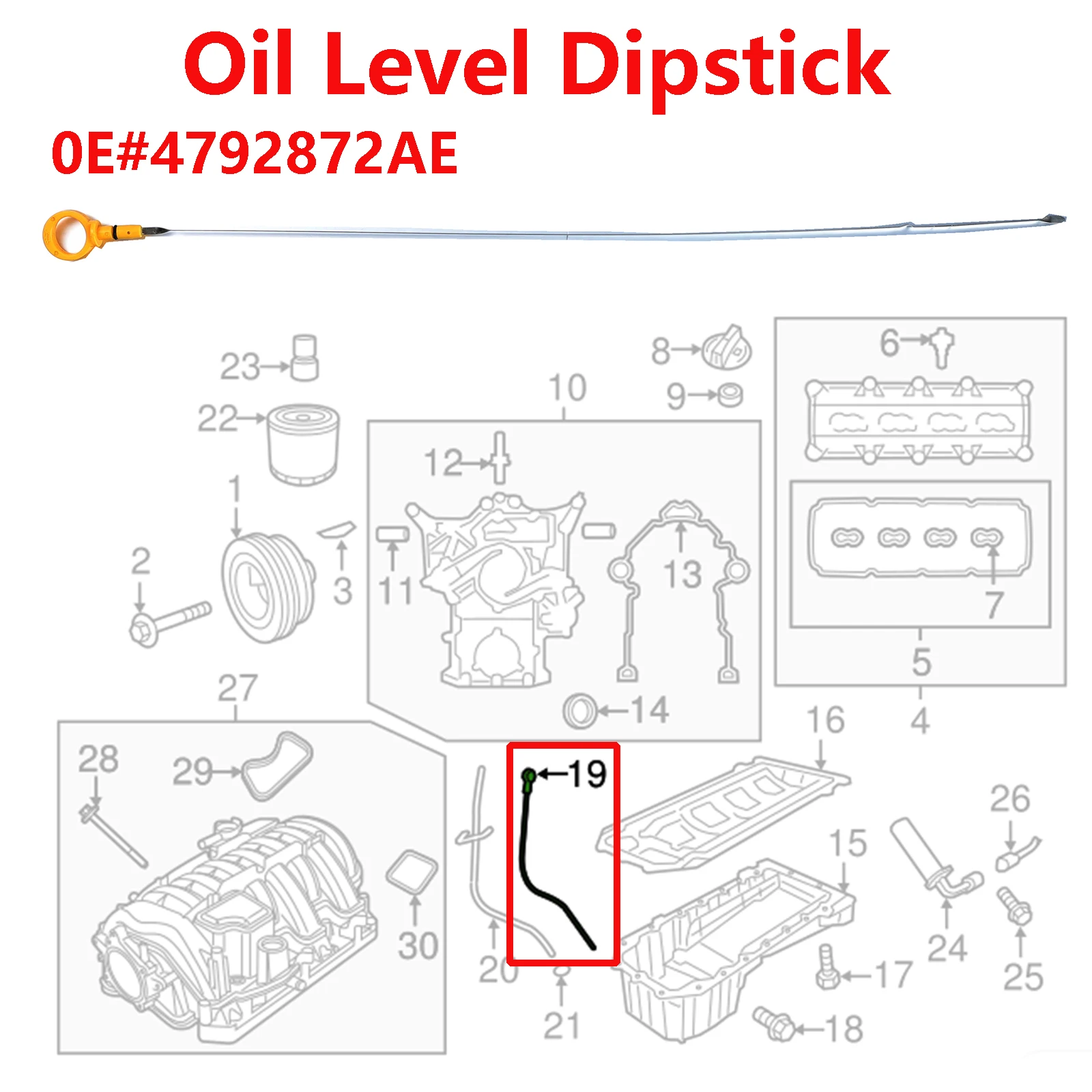 

1X For Dodge Challenger Charger 675mm 5.7L Hemi Engine Transmission Oil Level Dipstick 2009-2023 4792872AF 04792872AE 4792872AE