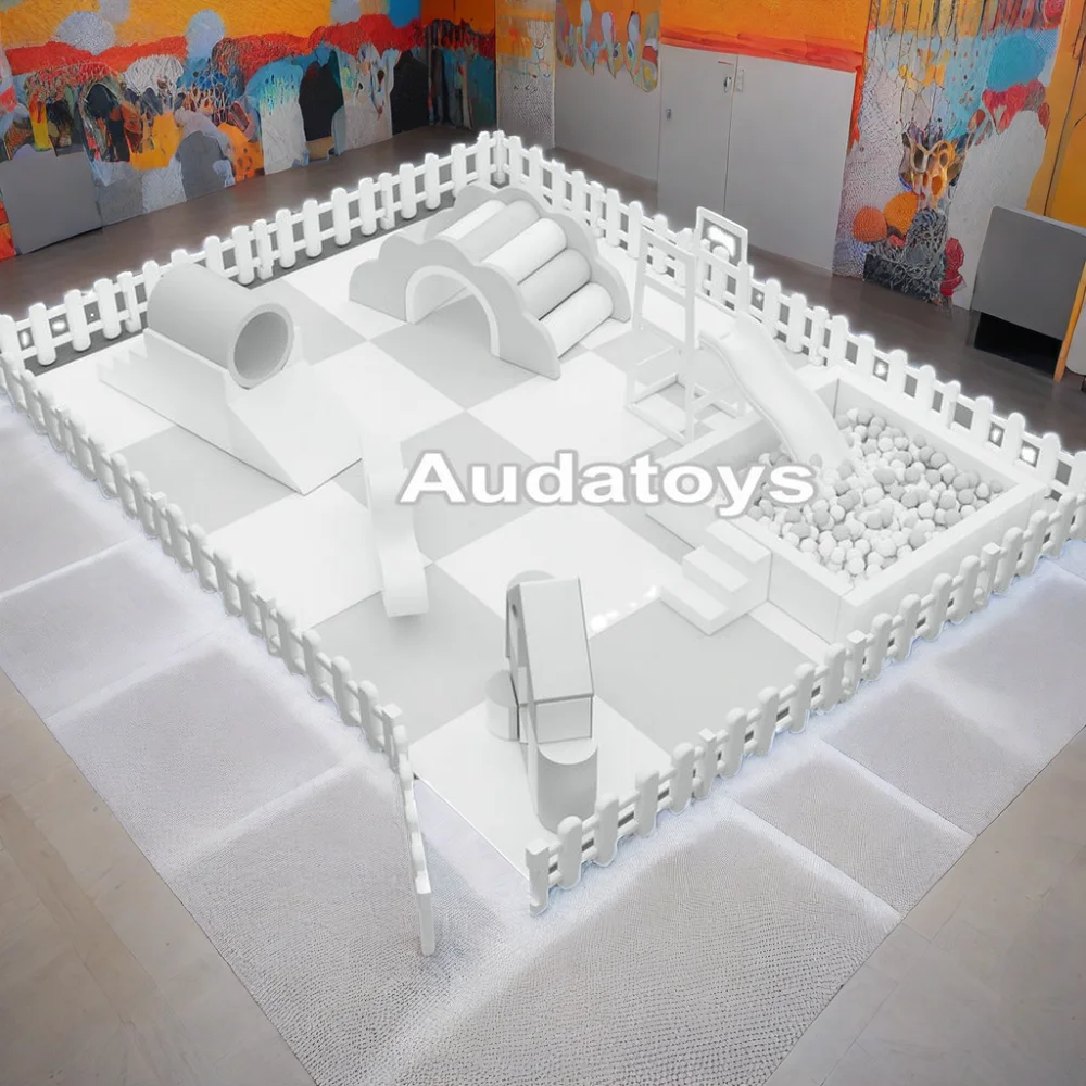 White Gray Indoor Softplay Playground Equipment For Kids Mobile Play Area Rental Wood Foam 1000kg Capacity For Home
