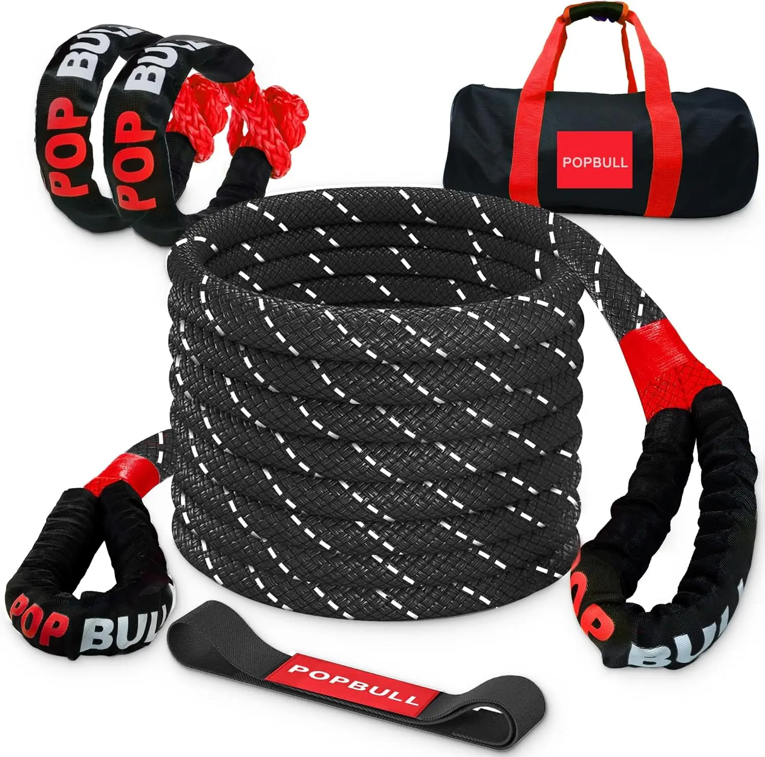 

Сверхмощный кинетический восстановительный трос 1 дюйм x 30 футов, вытяжной ремень 48000 фунтов с мягкими дужками для внедорожников